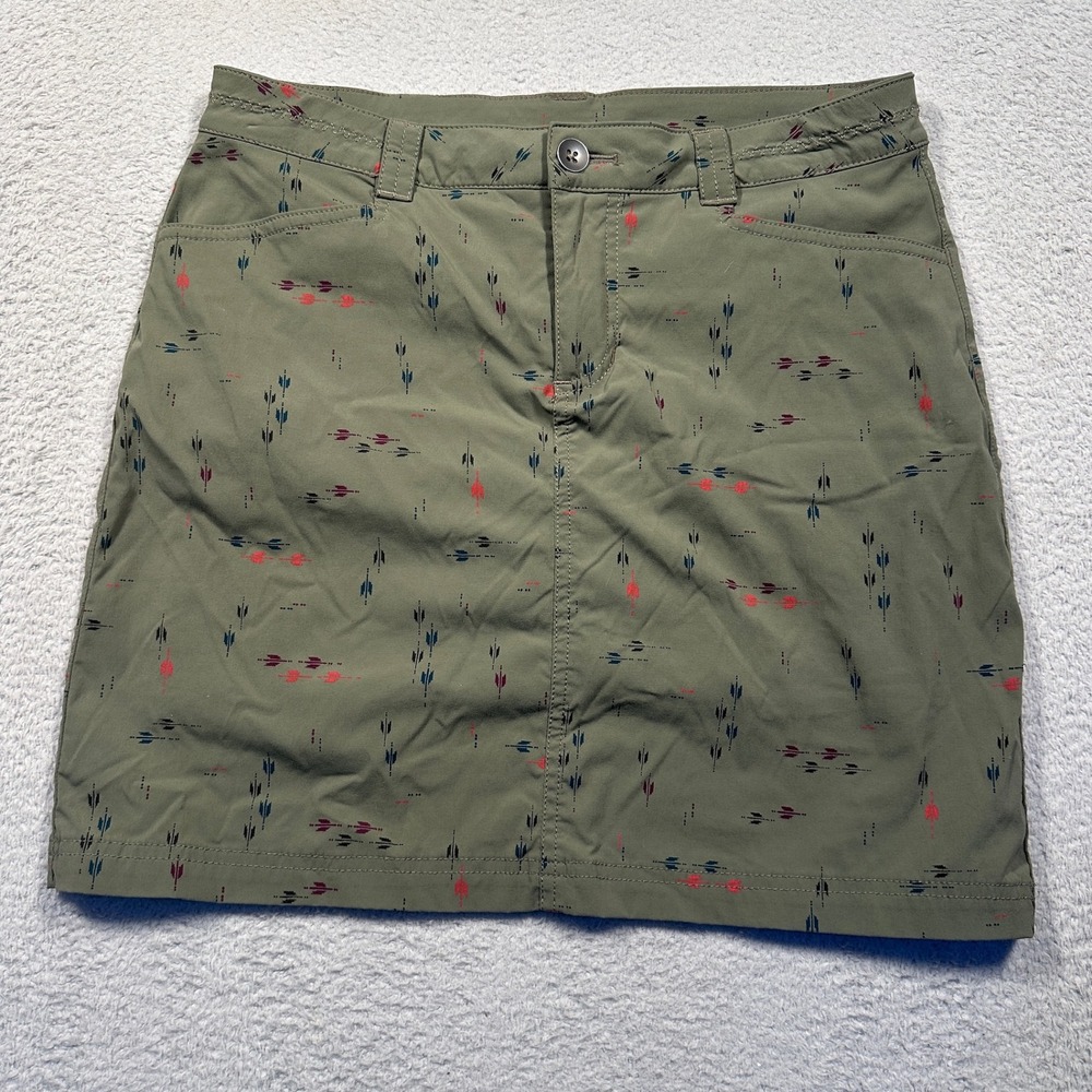 Eddie Bauer Womens Olive Green Arrow Print‎ Skirt Size 4 Outdoor Gorpcore